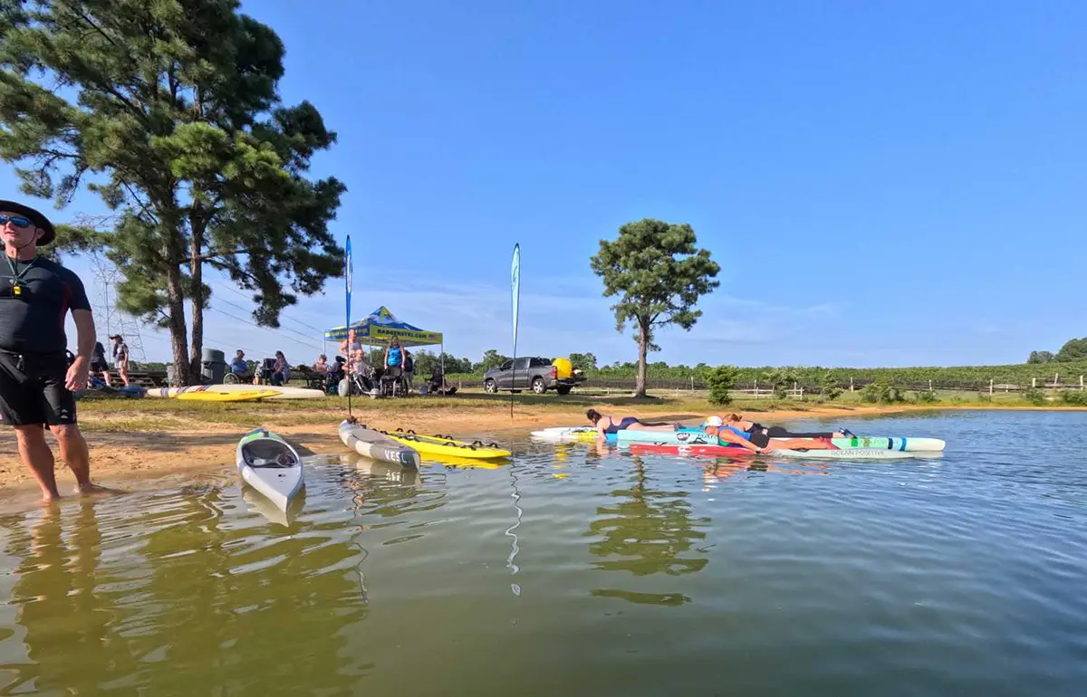 kayaks on a lake